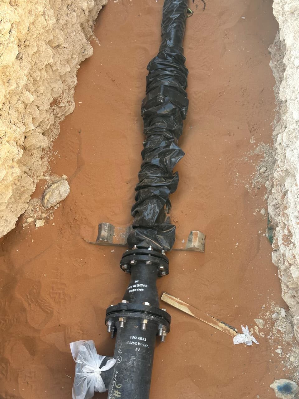 DI pipe stockyard prior to laying, Riyadh